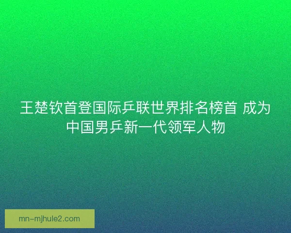 王楚钦首登国际乒联世界排名榜首 成为中国男乒新一代领军人物