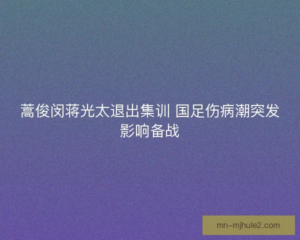 蒿俊闵蒋光太退出集训 国足伤病潮突发影响备战