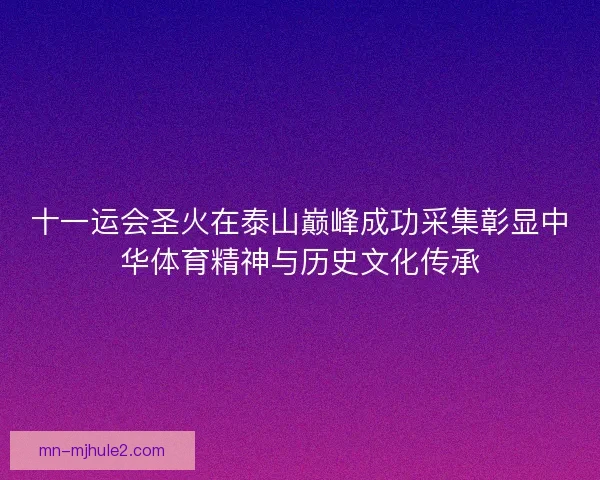 十一运会圣火在泰山巅峰成功采集彰显中华体育精神与历史文化传承